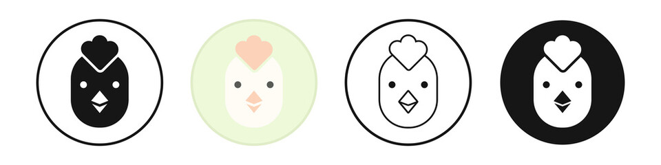 Young Chicken vector set. Hen head, poultry chick icon © ti555design