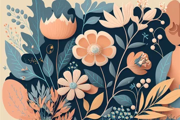 Zelfklevend Fotobehang abstract floral pattern as a background. illustrative vintage design. AI generated © pcperle