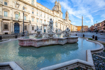 Fototapeta na wymiar Fontana del Moro (Moor Fountain) located in Piazza Navona, Rome, Italy