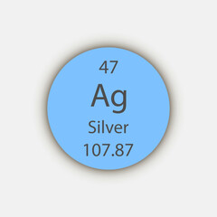 Silver symbol. Chemical element of the periodic table. Vector illustration.
