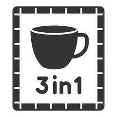 Coffee 3 in 1 - icon, illustration on white background, glyph style