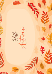 Colorful Autumn fall leaves floral background illustration