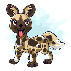 Cartoon funny wild dog isolated on white background