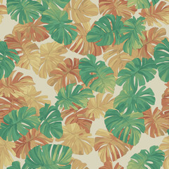 Seamless repeating pattern of tropical leaves