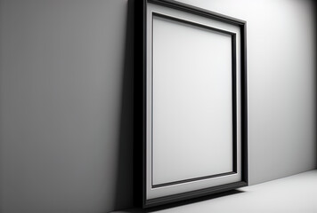 Realistic white wall with a black frame for. Generative AI