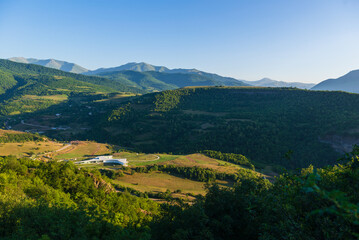 Fototapeta na wymiar Debet village with surroundings from above, Armenia.