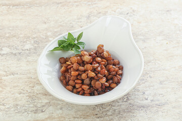 Boiled lentil in the bowl