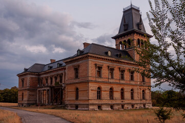 Old abandoned mansion haunted like a horror movie castle palace villa in Hungary