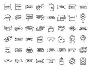 New price icons set outline vector. Sale discount. New deal