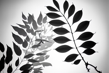 Shadow of hazy leaves on a white background. Generative AI
