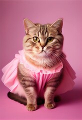 Fototapeta na wymiar very cute cat in pink dress portrait