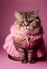 very cute cat in pink dress portrait