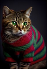 cute cat in christmas sweather