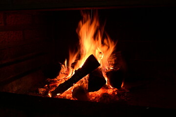 Getting warm near beautiful fire