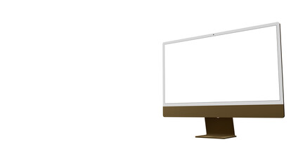 Obraz premium Computer display with white blank screen. Front view. Isolated on white background. 3D illustration.