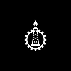 Oil rig flat graphic icon isolated on dark background