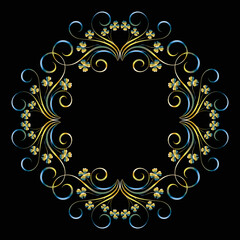 Decorative frame Elegant vector element for design in Eastern style, place for text. Beautiful floral golden border. Lace illustration for invitations, greeting cards and T Shirt design.