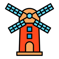 Windmill Filled Line Icon