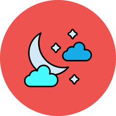 Night Multicolor Circle Filled Line Icon