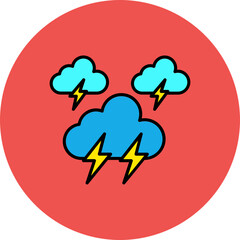 Lightning Multicolor Circle Filled Line Icon