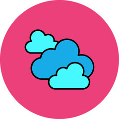 Clouds Multicolor Circle Filled Line Icon