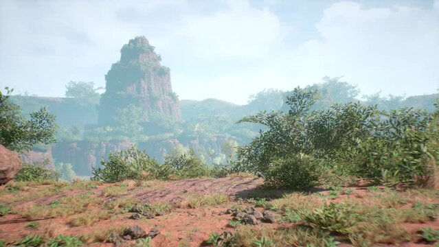 Cretaceous Period Background Carnotaurus Eats and Walks Dinosaurs 3D Animations Rendering CGI 4K