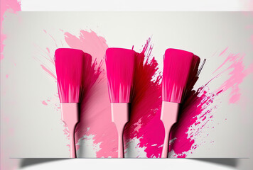 Pink paintbrush strokes assortment. Generative AI