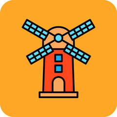 Windmill Multicolor Round Corner Filled Line Icon