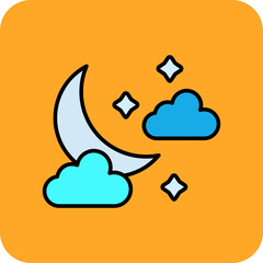 Night Multicolor Round Corner Filled Line Icon