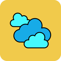 Clouds Multicolor Round Corner Filled Line Icon