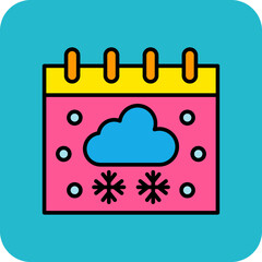 Winter Multicolor Round Corner Filled Line Icon