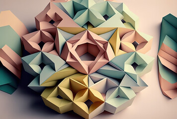 amazing geometric design in pastel hues. Generative AI