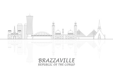 Outline Skyline panorama of Brazzaville, Republic of the Congo - vector illustration