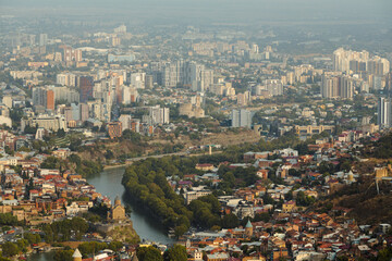 Fototapeta na wymiar view of tbilisi city from above, georgia