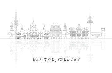 Naklejka premium Outline Skyline panorama of city of Hanover, Germany - vector illustration