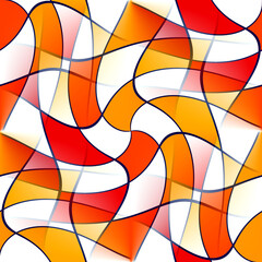 yellow, orange, red and white illustration style dynamic artistic abstract raster background. square format. swirling , waving and twisting shapes. vasarely style pattern. smooth curves. 