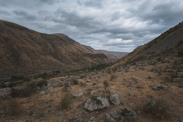 view of the autumn desert mountains