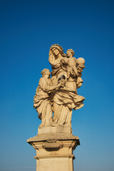 Statue of St. Anne on Charles bridge, Prague. Czech Republic.