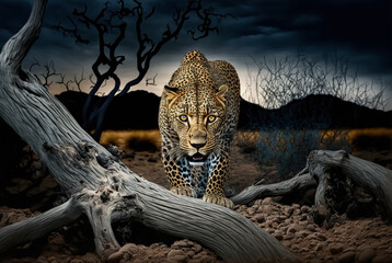 Wild african cheetah, beautiful mammal animal.	