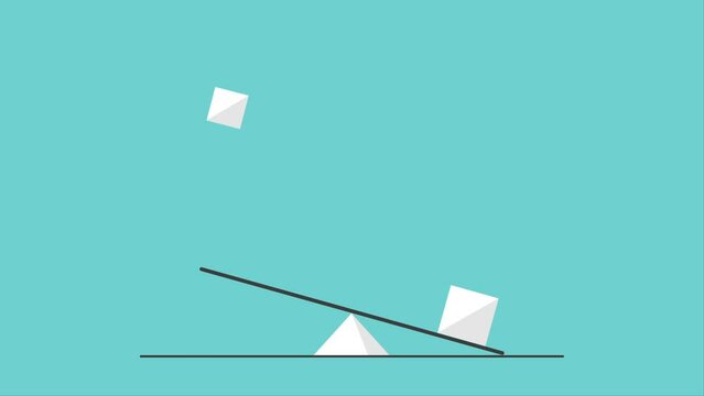 Seesaw and Cubes Animation Example. Scales. Motion Graphics Video.