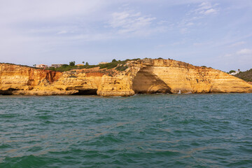 Fototapeta na wymiar Dramatic view of a rugged Atlantic ocean coastline in Portugal Algarve Region