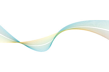golden and pastel color wave lines isolated on white
