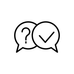 Question mark in a speech bubble editable stroke outline icon isolated on white background flat vector illustration. Pixel perfect. 64 x 64.
