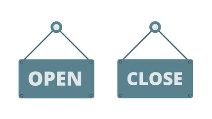 Open and close signs. Vector icon illustration