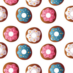 Seamless pattern with donuts, seamless background with colored donuts