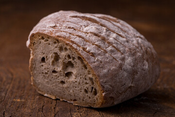 cut home made rye bread
