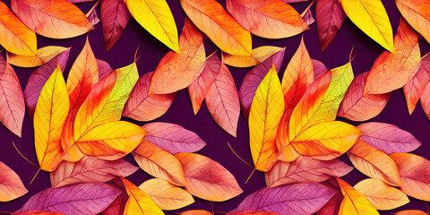 Abstract seamless autumn leaves background, generative ai