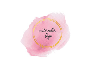 Watercolor elegant golden frame logo vector template