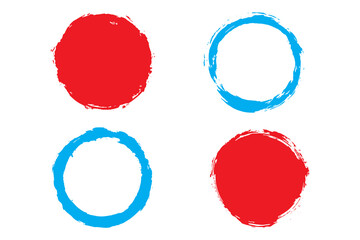 Colorful circle stroke set, round brush stroke, grunge circle strokes
