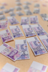 Children's Czech banknotes in high value lying side by side.